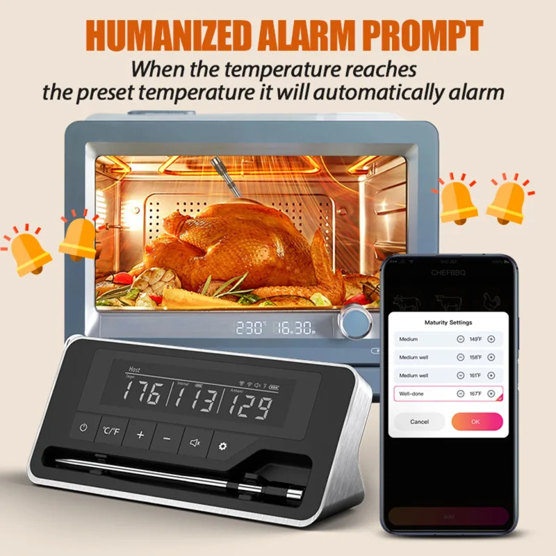 Digital Thermometer Probe - Meat Thermometer Wireless Probe Bluetooth Digital